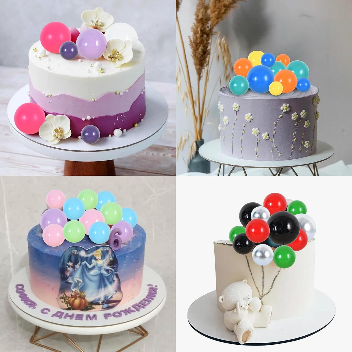 20-Pack Orange Mini Ball Cake Toppers – Foam Cake Balls for Birthday, Wedding, Baby Shower, Fall & Thanksgiving Cake Decorations