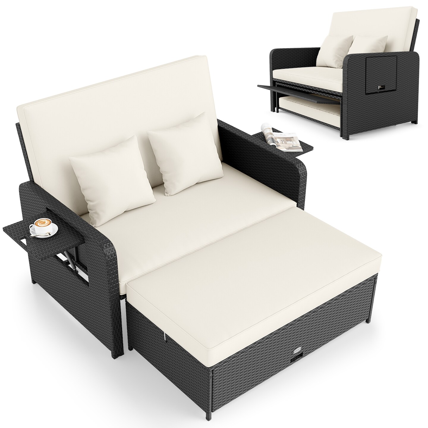 4-in-1 Multifunctional Ottoman: Use the ottoman alone, as hidden storage, a coffee table