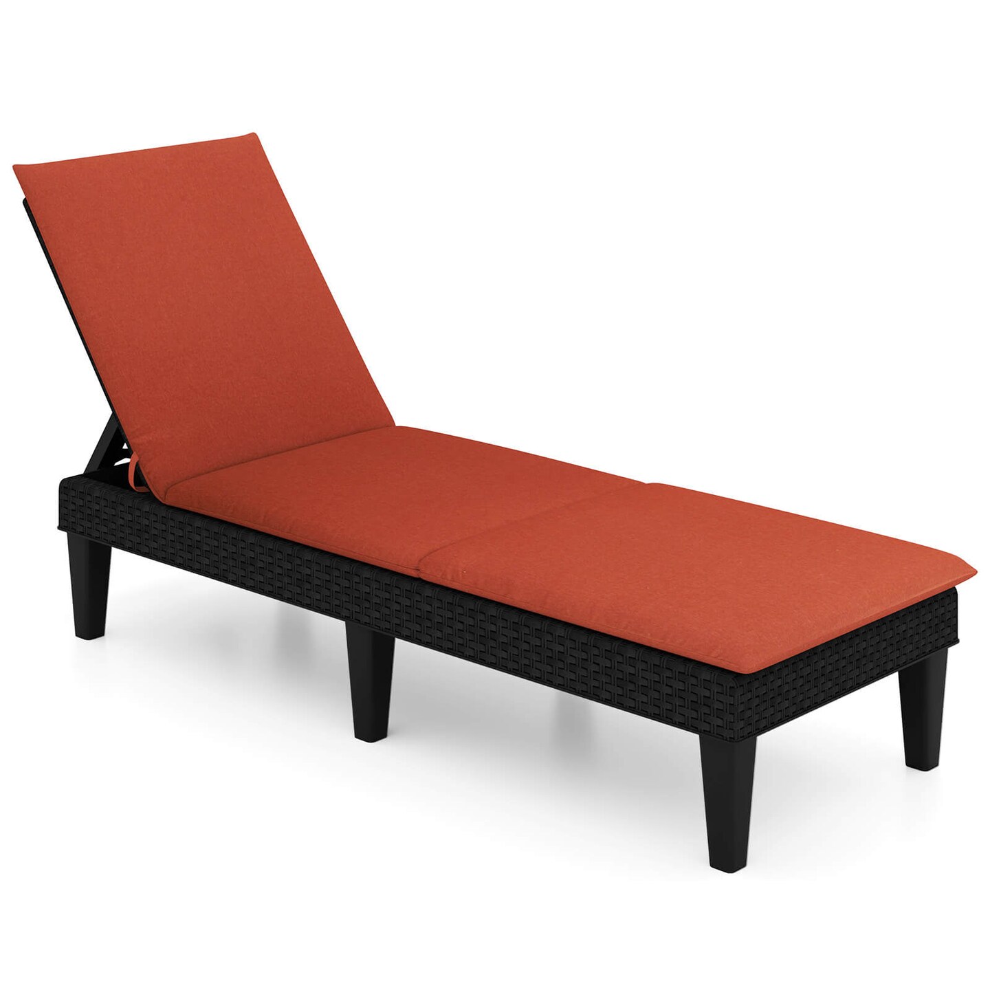 Costway Patio Lounge Chair Recliner Chair with 3-Position Adjustable Backrest & Cushion Blue/Gray/Orange/Red/White