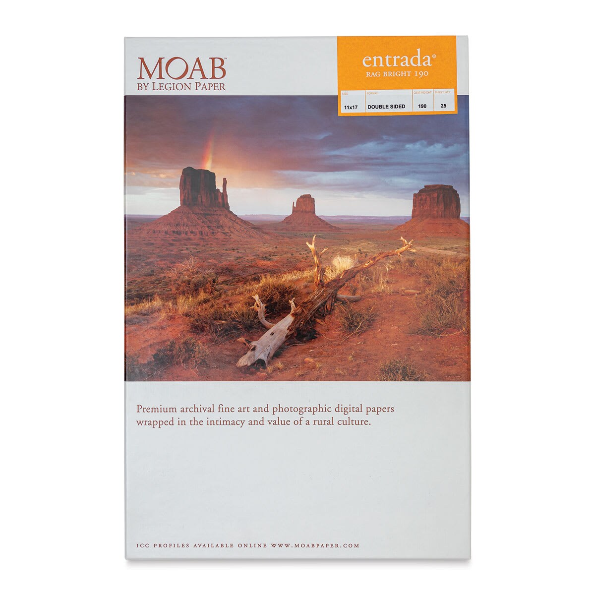 Legion Moab Entrada Digital Rag Paper - 11" x 17", Bright White, 190 gsm, Pkg of 25