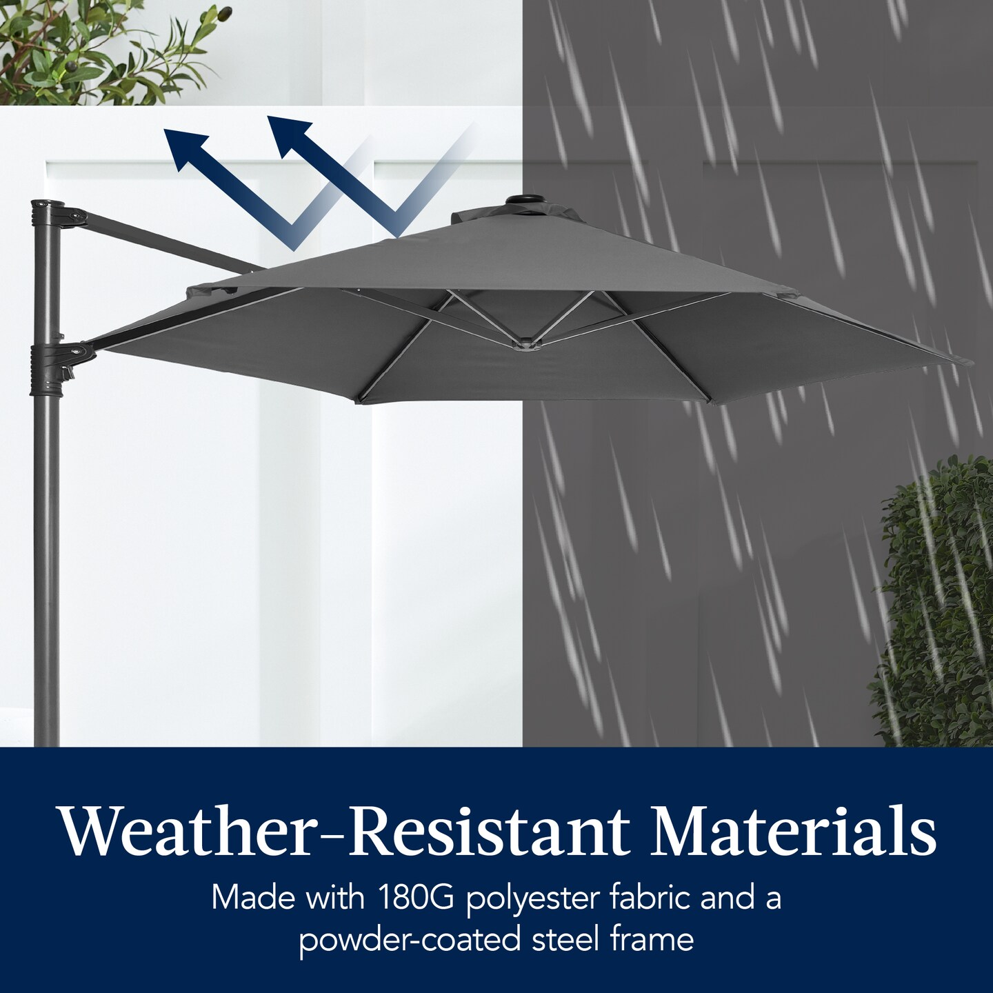 Best Choice Products 10ft 360° Rotating Cantilever Easy Auto Open Patio Umbrella w/ Solar LED Lights