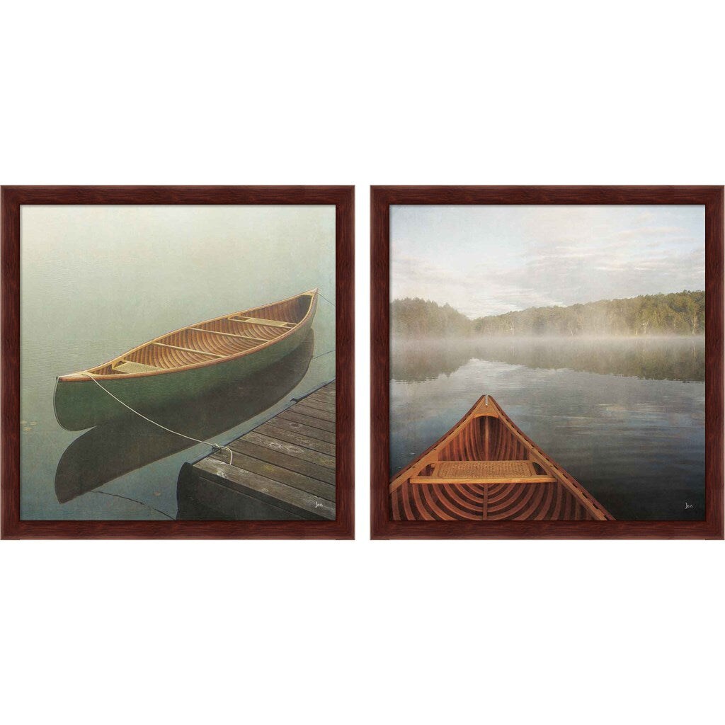 Calm Waters Canoe by Jess Aiken, 2 Piece Brown Framed Art Set