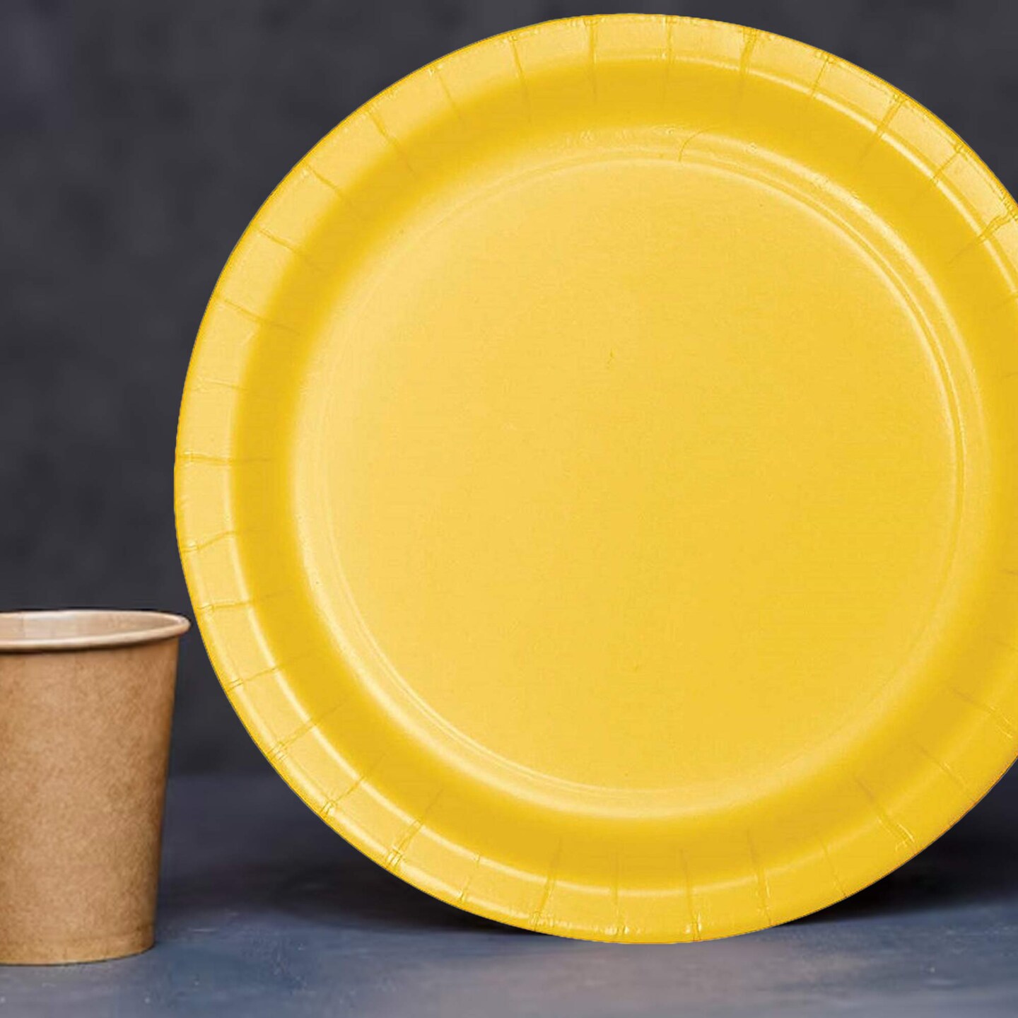 24 Count Paper Plates Orange Yellow Round 7 Inch Solid Color Disposable for Event Catering