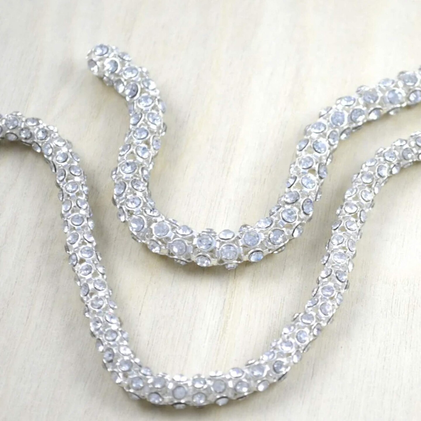 1 Yard 1/4 inch 0.63cm Silver Jessamina Rhinestone Cord Trim for Jewelry Gowns and Accessories