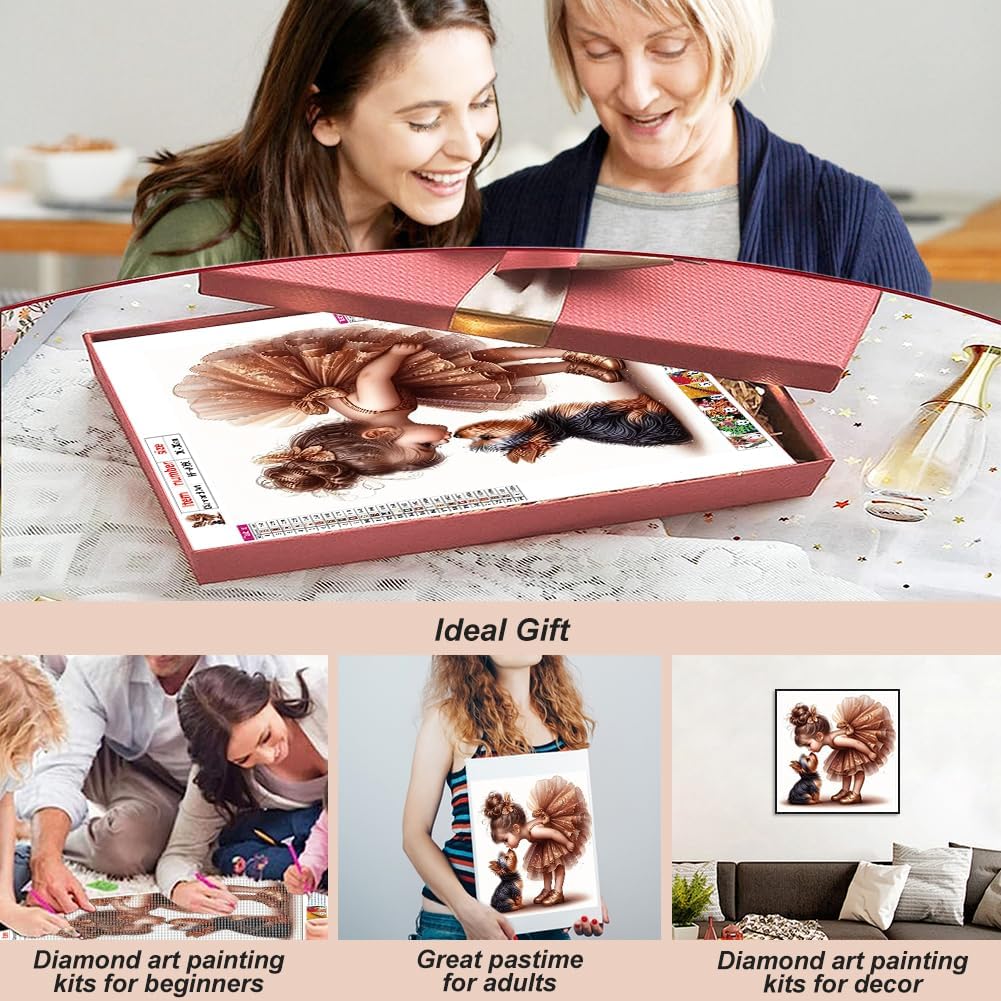 5D Colorful Dog Diamond Art Painting Kits for Adults,(12X12 inch)