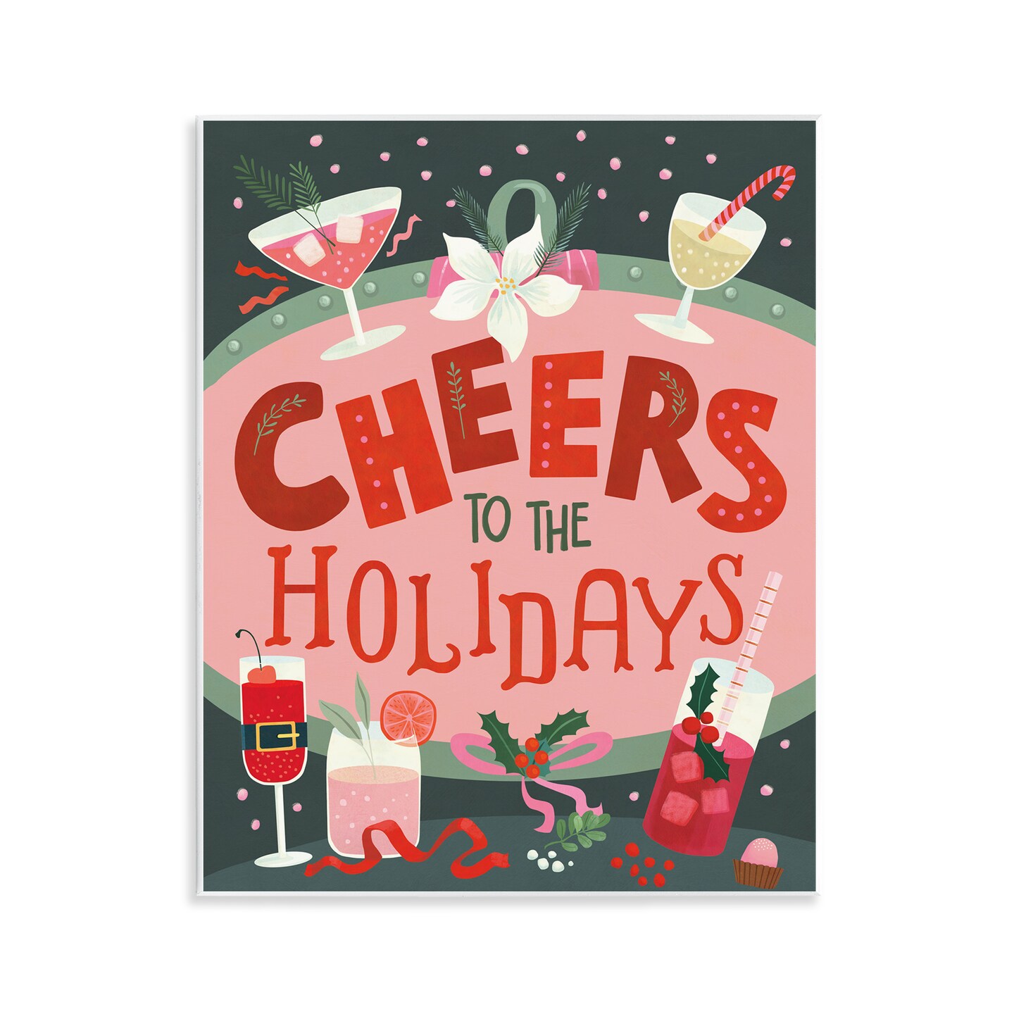 Stupell Industries Cheers Festive Holiday Drinks Wall Plaque By Laura Watson