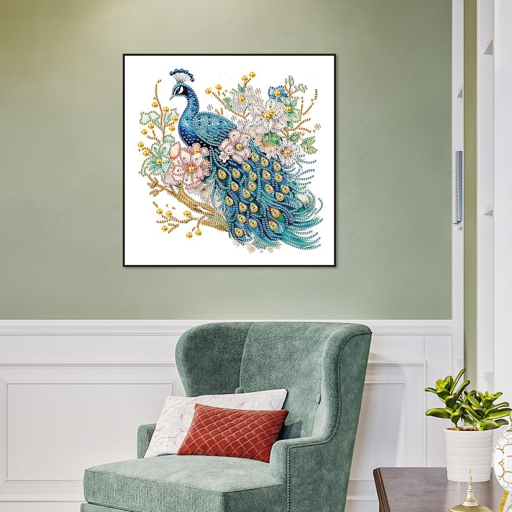 Diamond Painting Kits for Adults Peacock,12×12inch/30×30cm, Flower