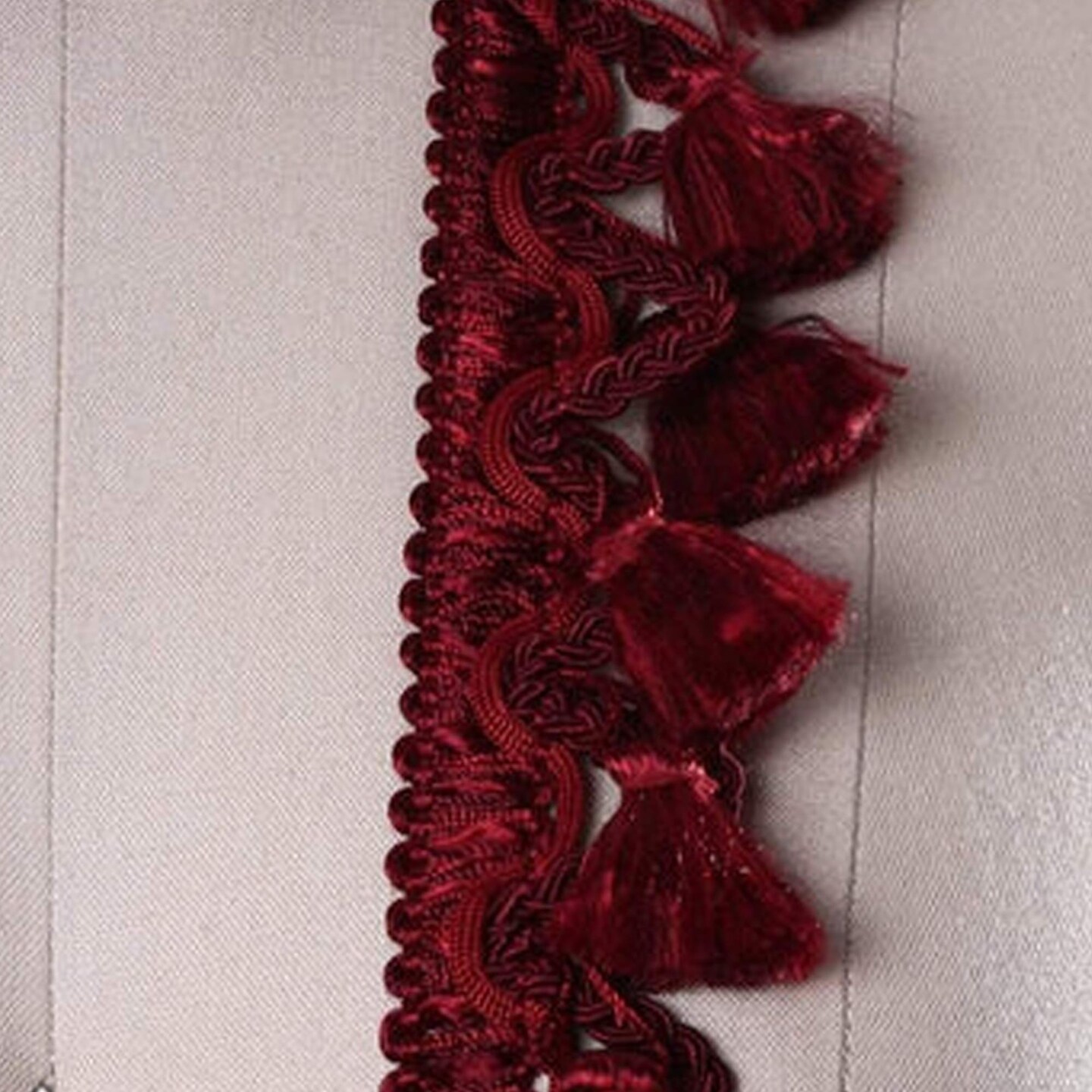 1 Yard Red Luxurious Tassel Fringe with Braided Gimp Trim for Home Accents