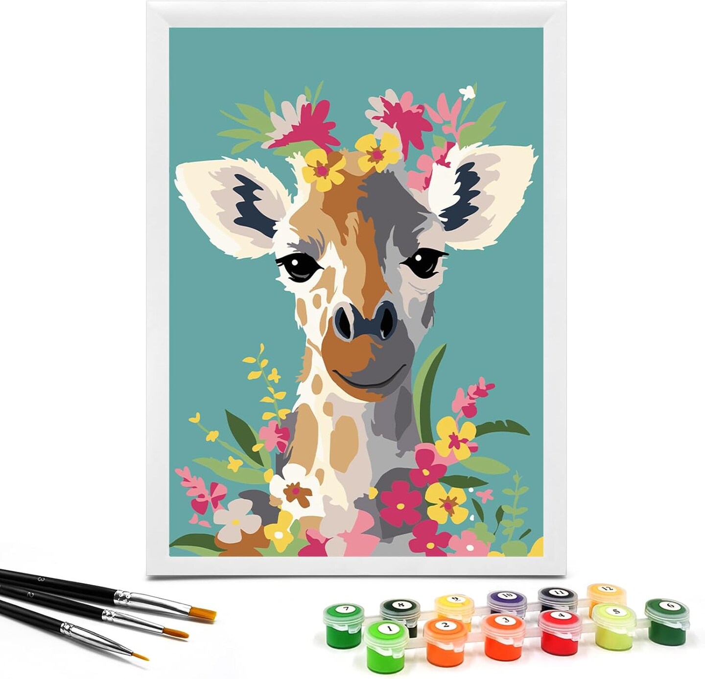 7X9.5 inch - Paint by Numbers for Kids(Giraffe with Garland)