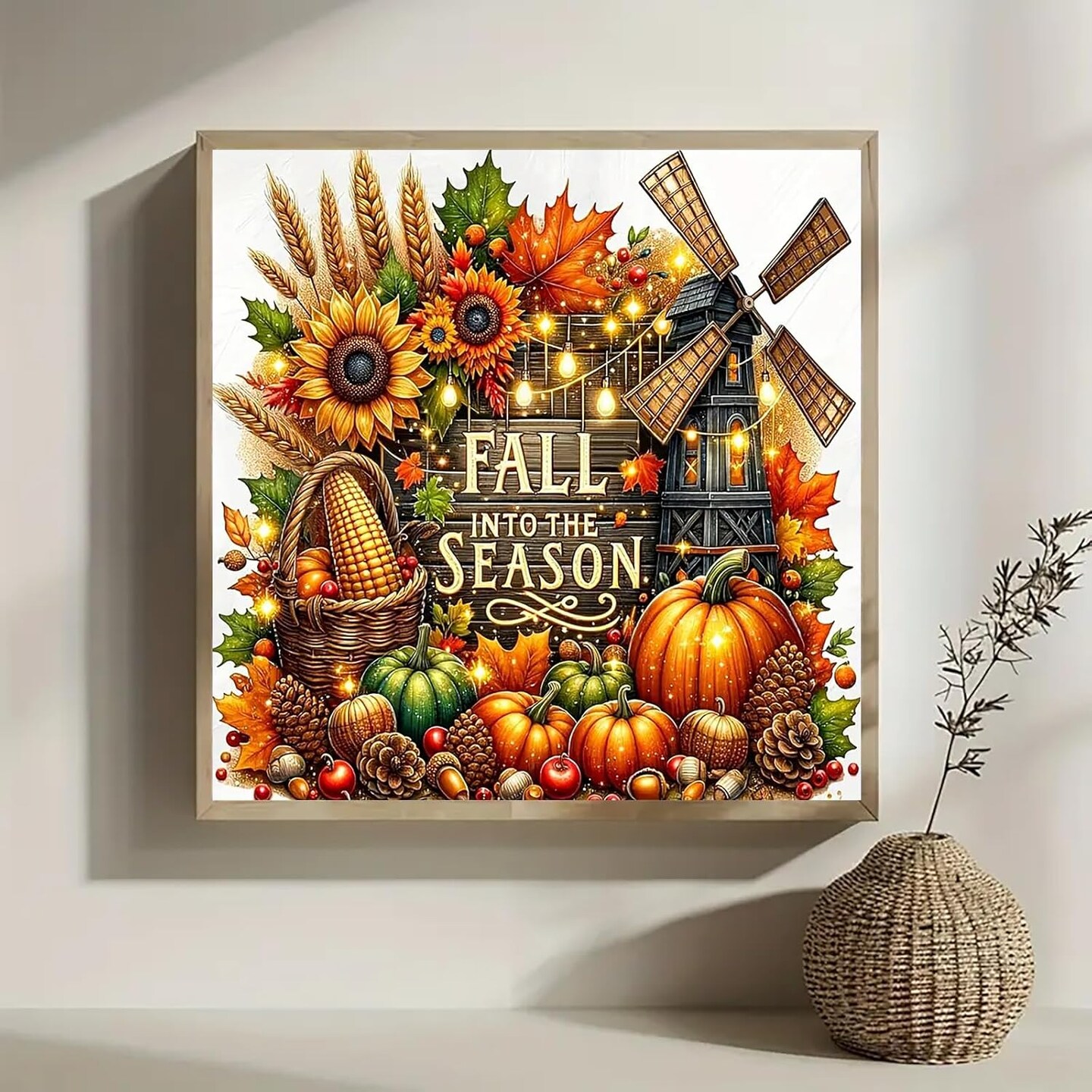 Pumpkin Sunflower Leaf Diamond Art Kits for Adults