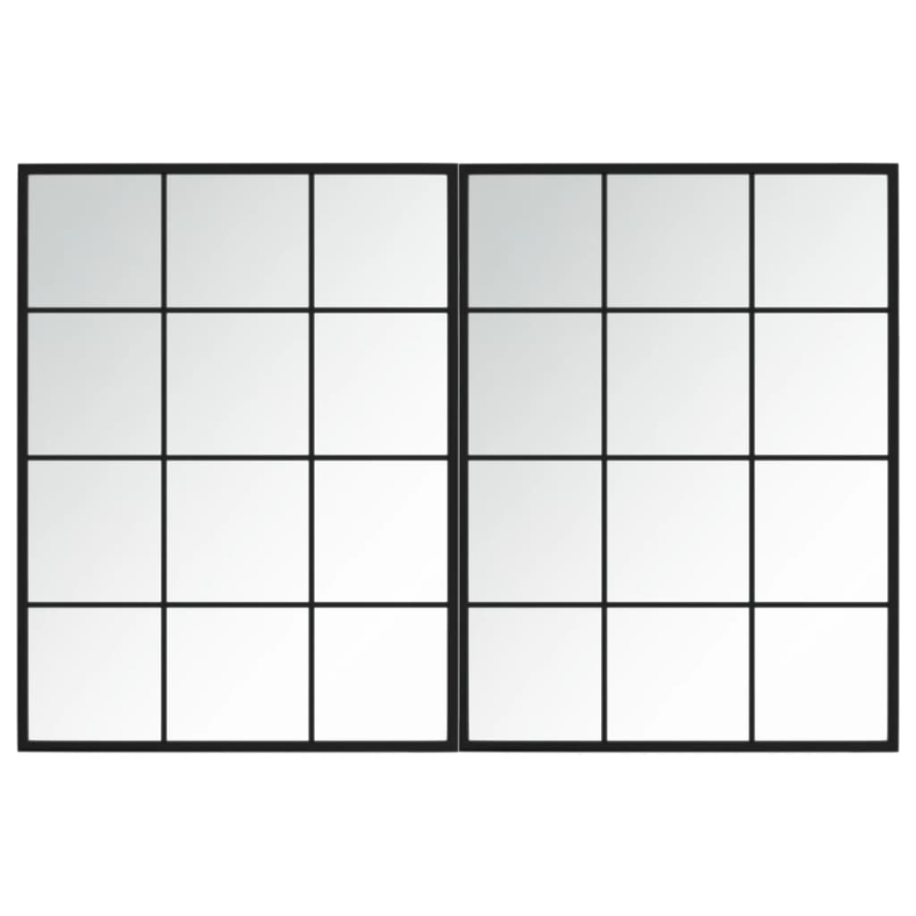 vidaXL Wall Mirrors 2 pcs Black 31.5x23.6 Metal