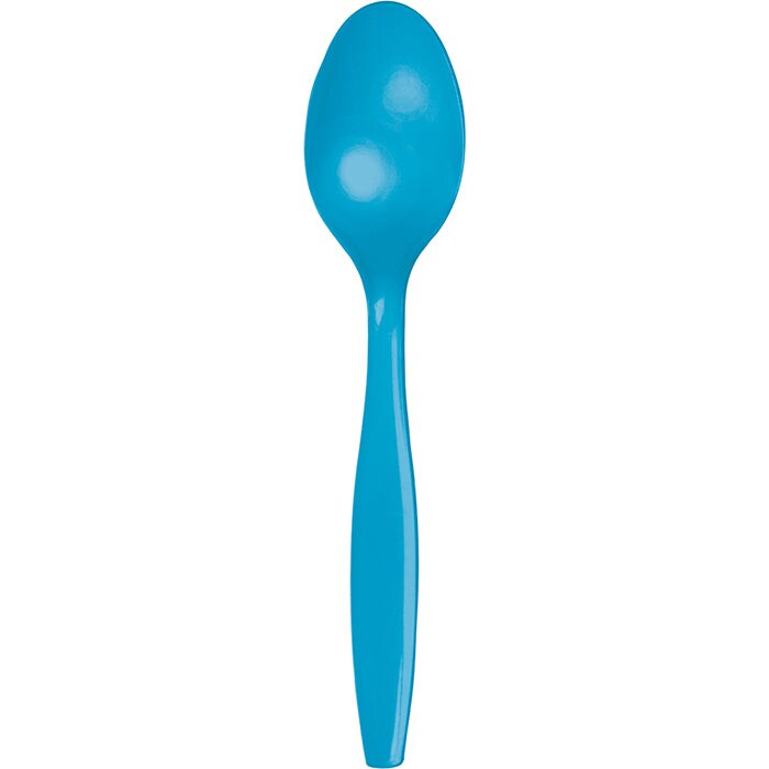 Turquoise Blue Plastic Spoons (24/Pkg)