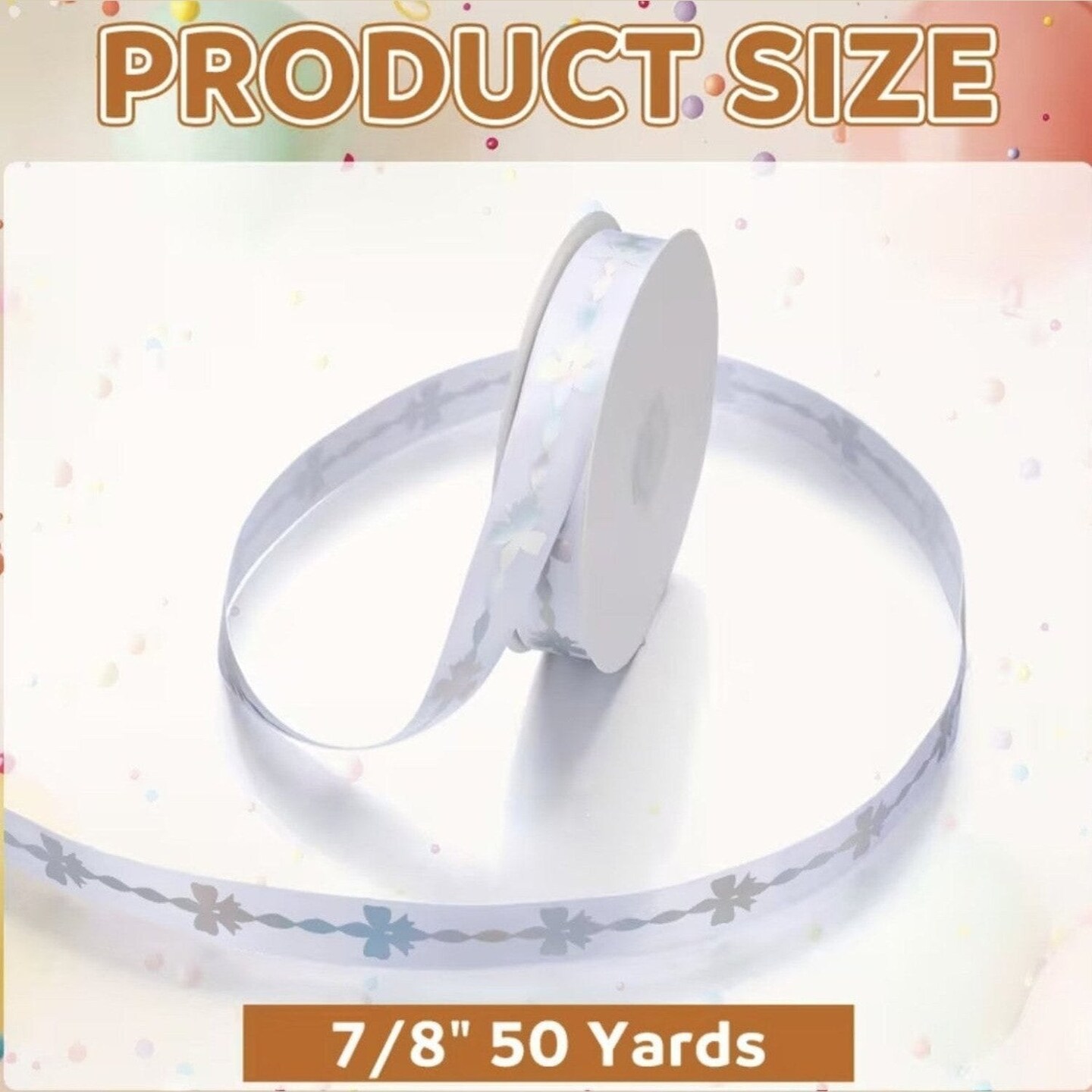 7/8in Coquette Bow Silvery Non-Wired Ribbon: White (50 Yards)