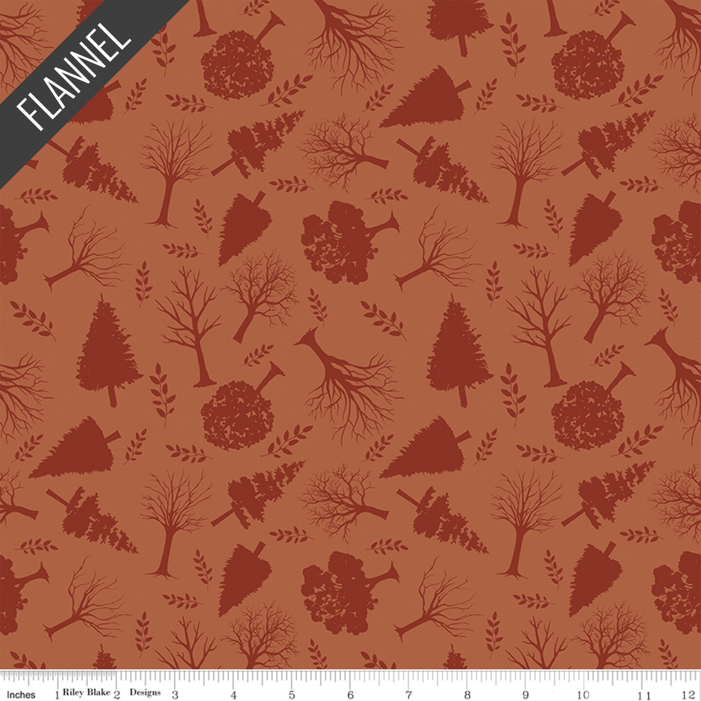 Into the Woods Trees Flannel in Rust (f16793-rust) | Designer Flannel | Riley Blake Designs | Riley Blake