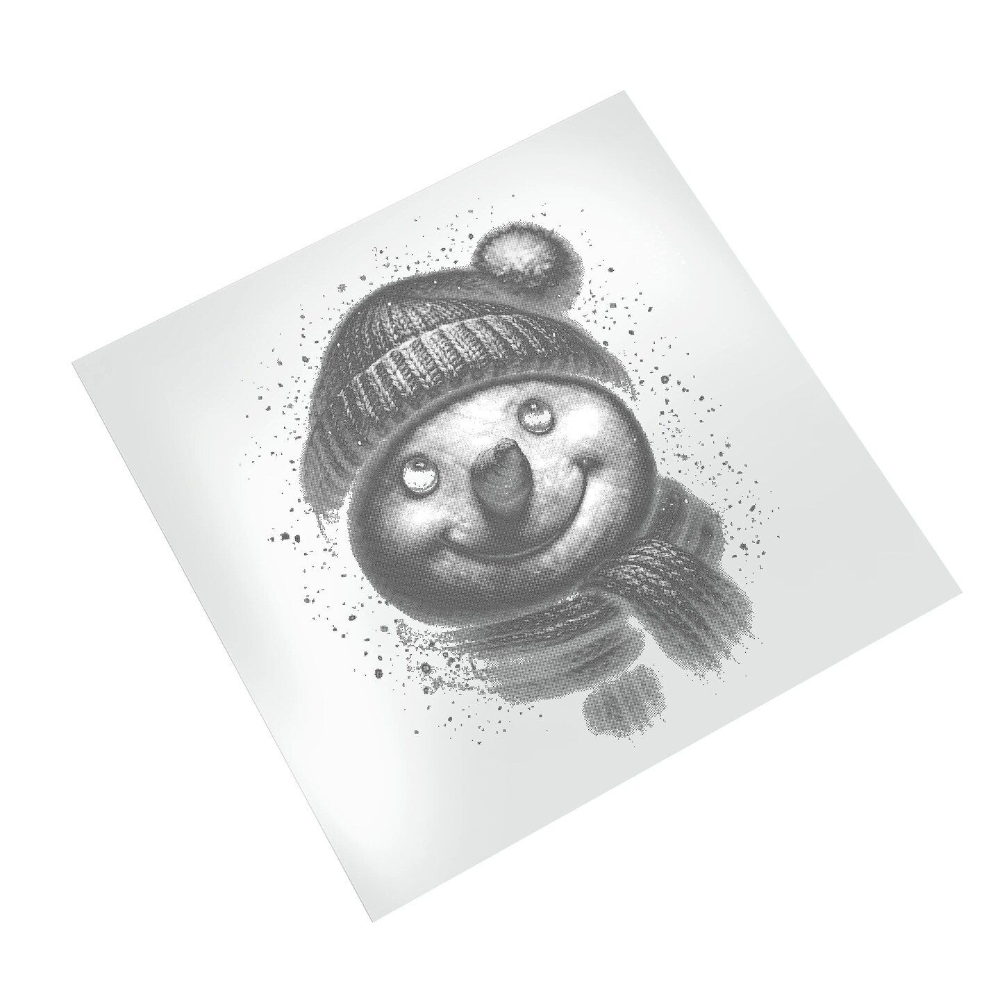Christmas DTF Transfer - Halftone Snowman Winter Hat Ready to Press