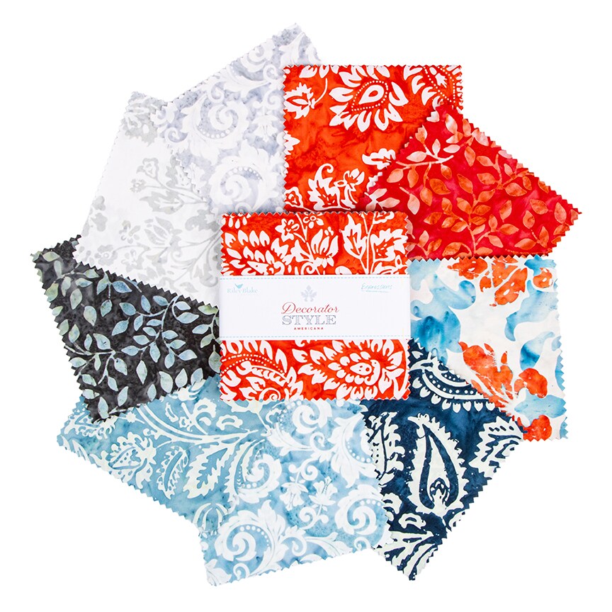 Expressions Batiks 5" Square Pack (Charm Pack / 5" Stacker) in Decorator Style Americana by Riley Blake Designs for Riley Blake (5-23445B-42)