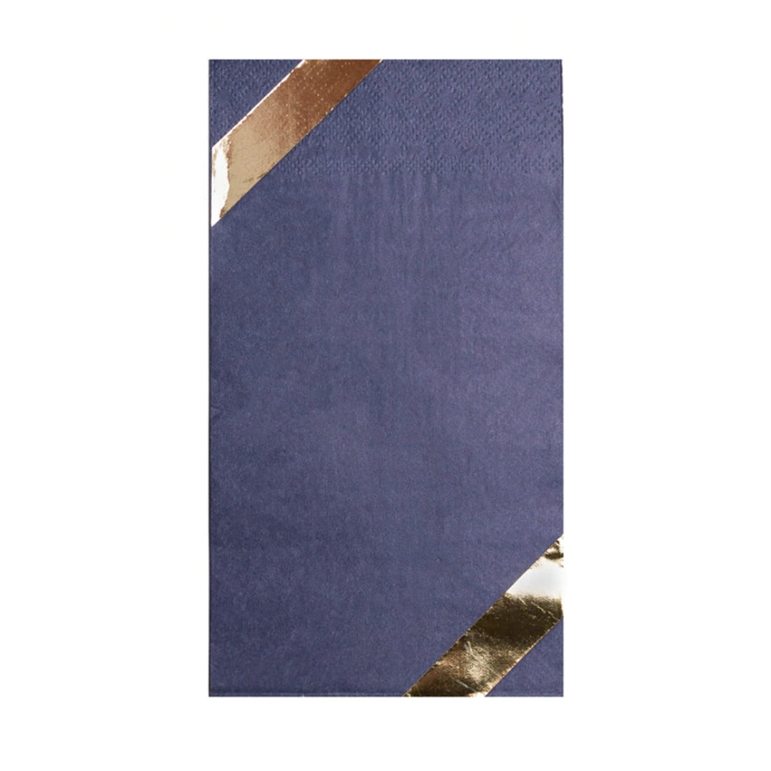Navy & Gold Metallic Guest Dinner Napkin Set – Elegant Disposable Napkins for Weddings & Special Occasions