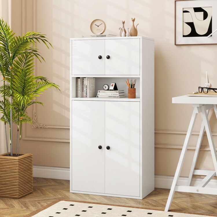 Bookshelf with Doors, Adjustable Shelf, and 44-Inch Height for Storage and Organization