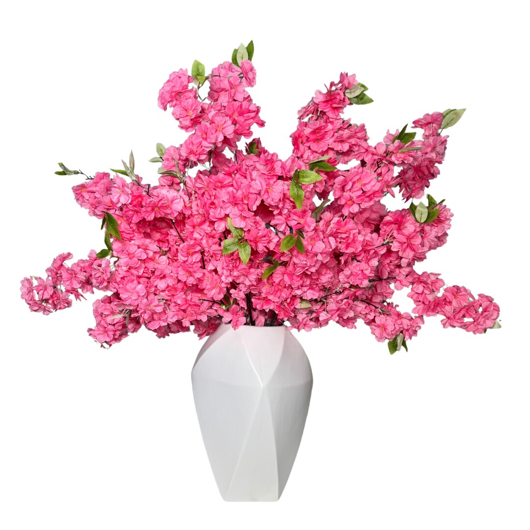 Sienna Hot Pink Silk Cherry Blossom Flower 3 Branches Pack 40'' Inches