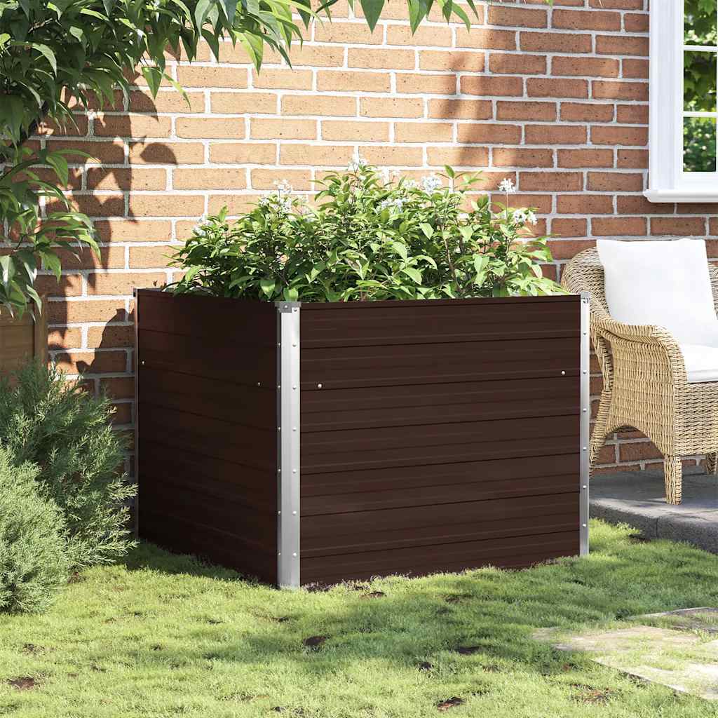 vidaXL Raised Garden Bed Brown Galvanized steel Medium Raised Garden Bed