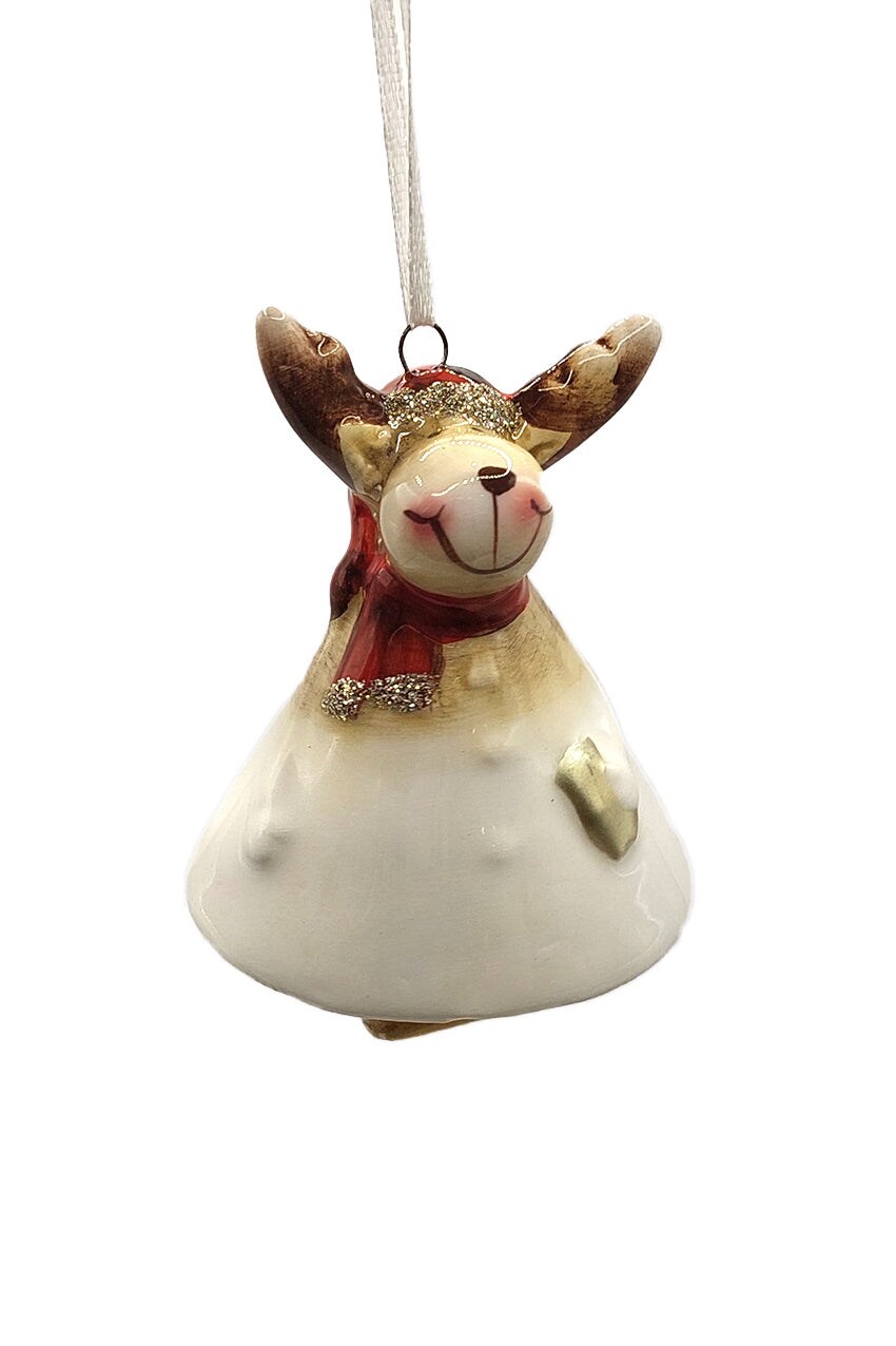 Christmas Ceramic Bell Ornament - Reindeer by Wizardi F07N7-23