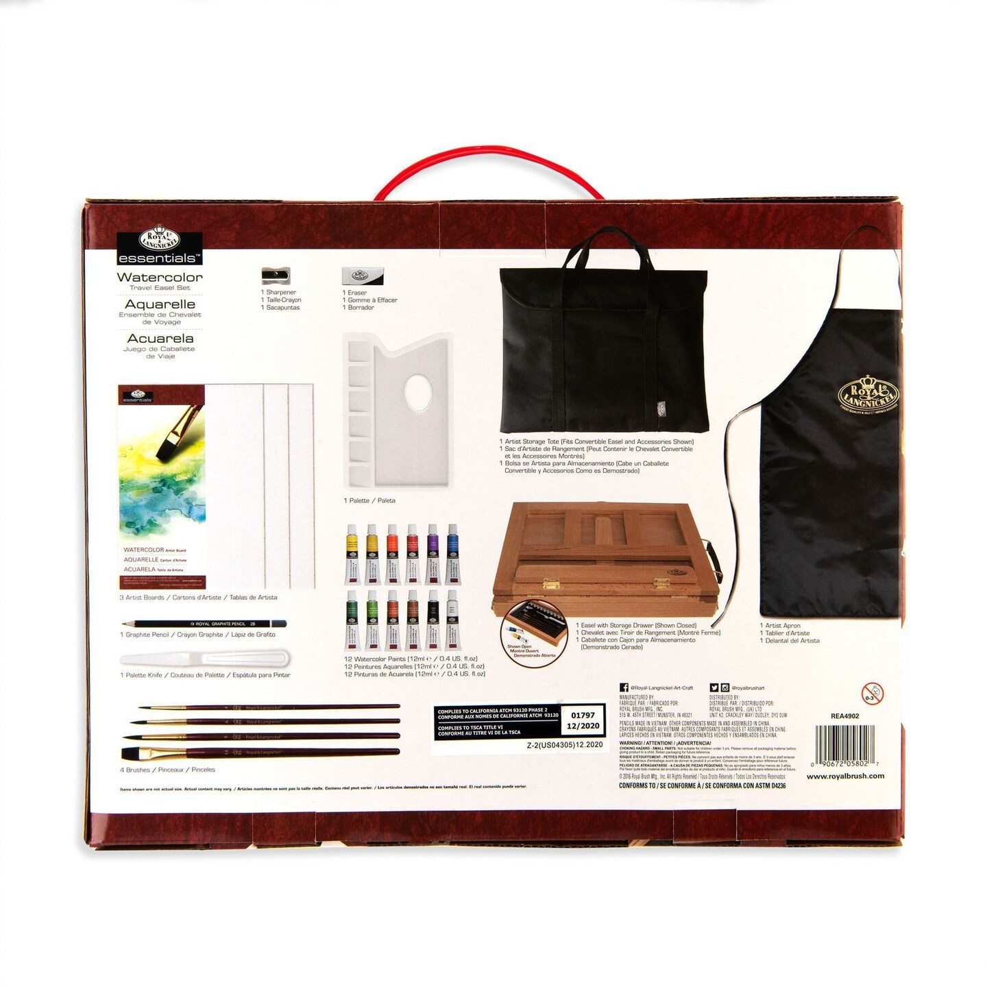 REA4902 | Essentials™ 27pc Watercolor Painting Travel Easel Art Set