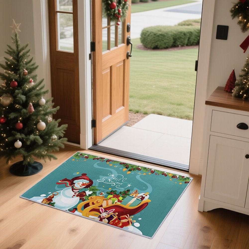 Edge Collections – Festive Letter Script Christmas Front Doormat Indoor Outdoor Rugs – 1 Piece