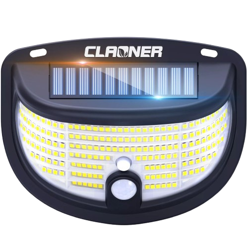 CLAONER 198 LED Solar Power Wall Light PIR Motion Sensor Outdoor Security Lamp