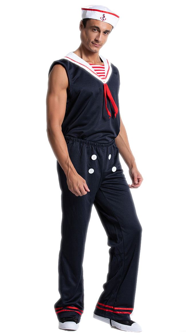 Retro Sailor Costume Mens Deckhand Adult - Medium