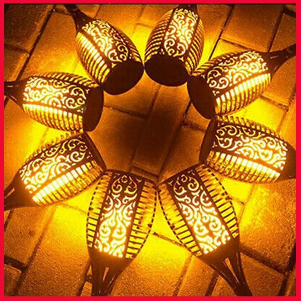 4Pack LED Solar Power Tiki Torch Flame Flickering Light Outdoor Garden Lawn Lamp