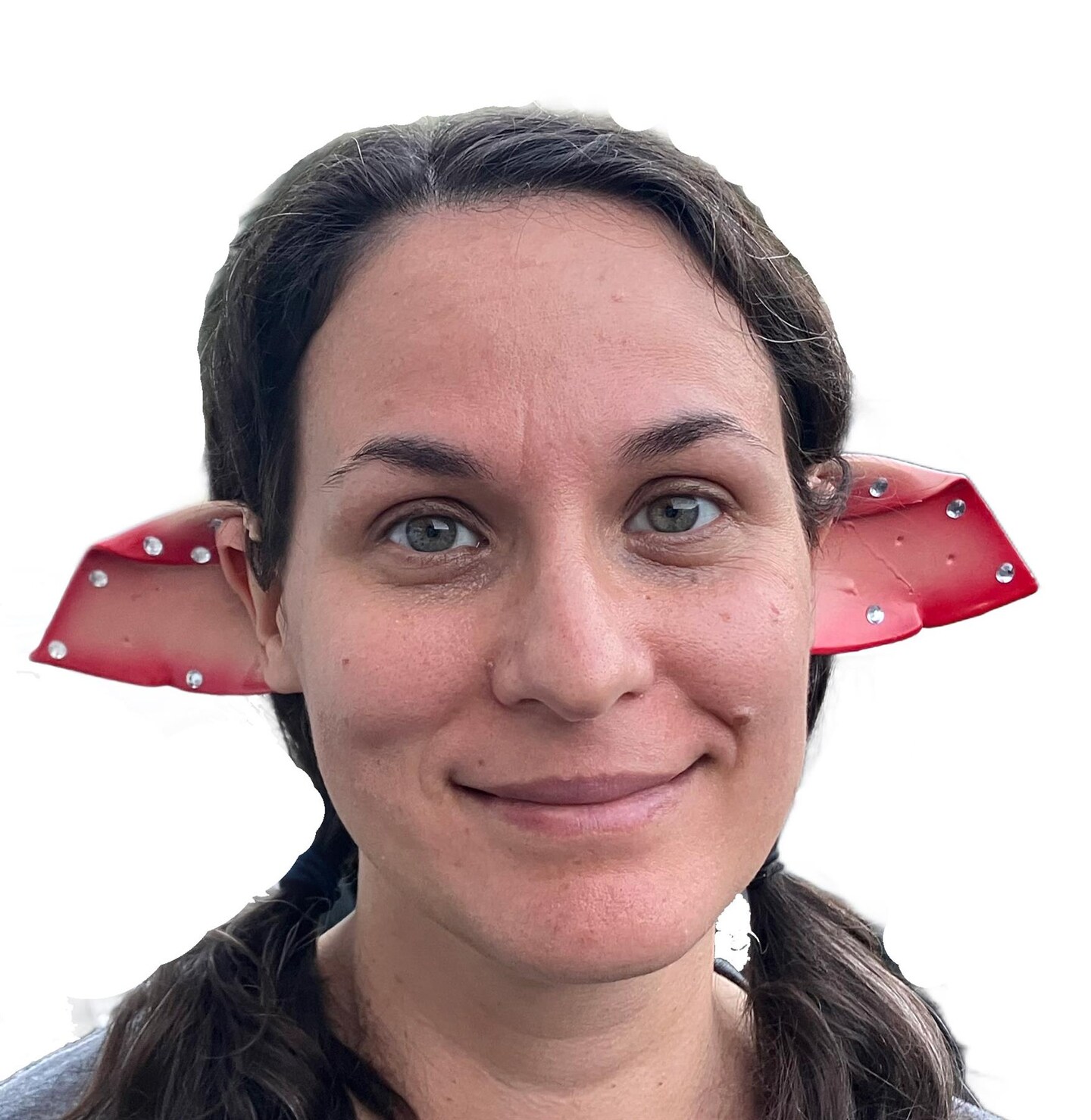 Flesh/Pink Flexi Ears Costume Accessory Handcrafted Folded Elf Ears with Jewels - Latex