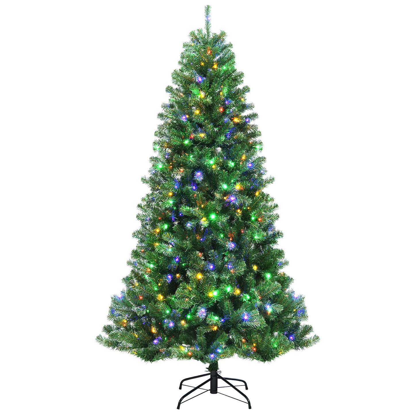 Costway 6/7/8 ft Pre-lit Hinged Christmas Tree with Remote Control &#x26; 9 Lighting Modes