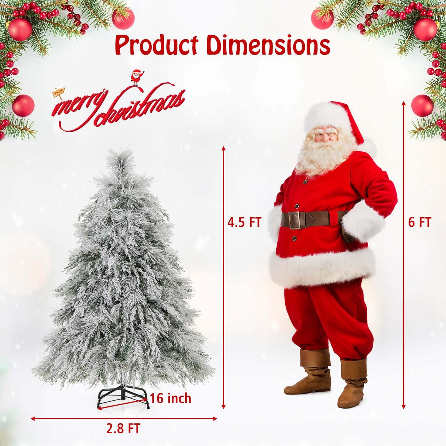Costway 4.5/6/7 FT Pre-Lit Artificial Christmas Tree with 279/519/743 PVC &#x26; Pine Needles &#x26; PE Tips