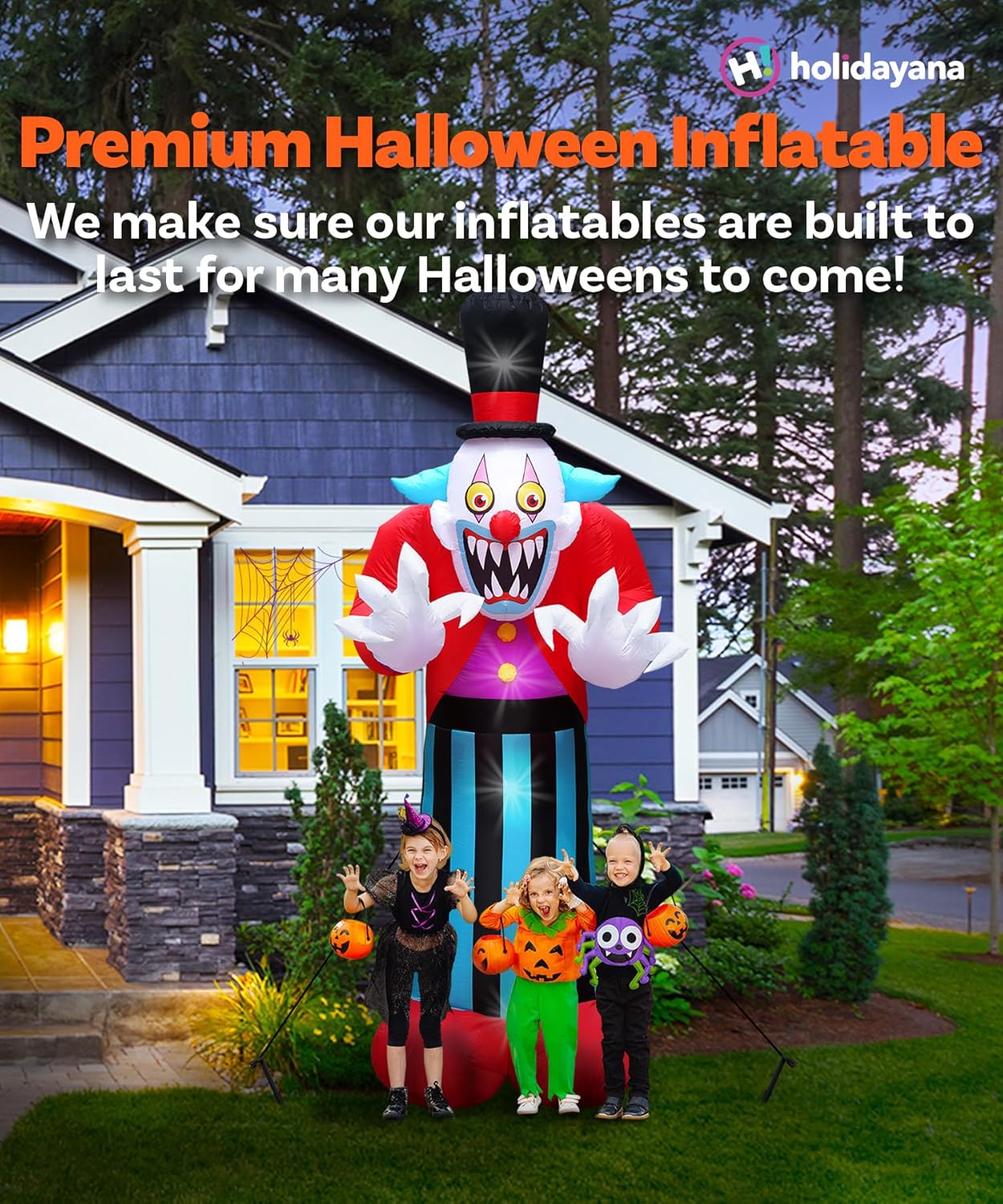 Halloween Inflatables 9.5ft Clown. Large Halloween Inflatable Outdoor Decorations. Inflatable Halloween Blow Ups. Premium Inflatable Yard Decorations with LEDs