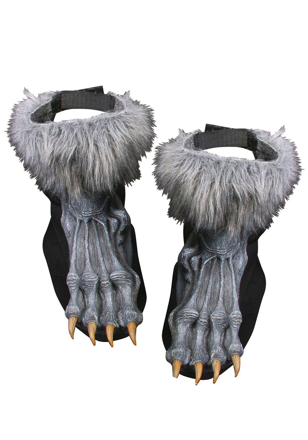 Silver Werewolf Shoe Covers Grey Adult Costume Standard Size