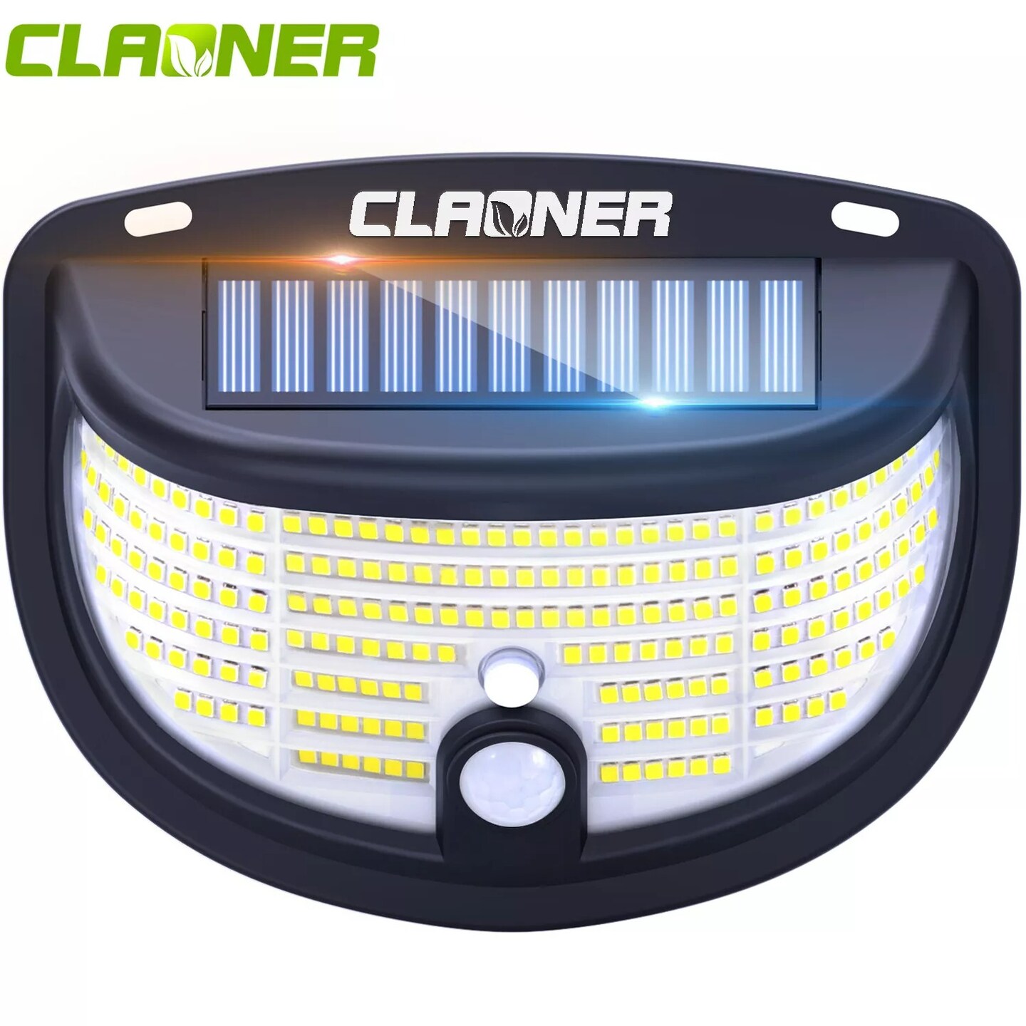 CLAONER 198 LED Solar Power Wall Light PIR Motion Sensor Outdoor Security Lamp