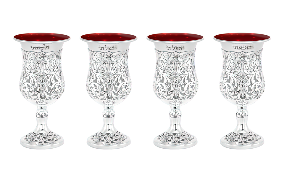 Four Cups of Wine Passover Cutouts – 80 Pcs (4 Designs, 20 Each) 1.25" x 2.25" Pesach Craft Shapes for Classroom & Seder Projects