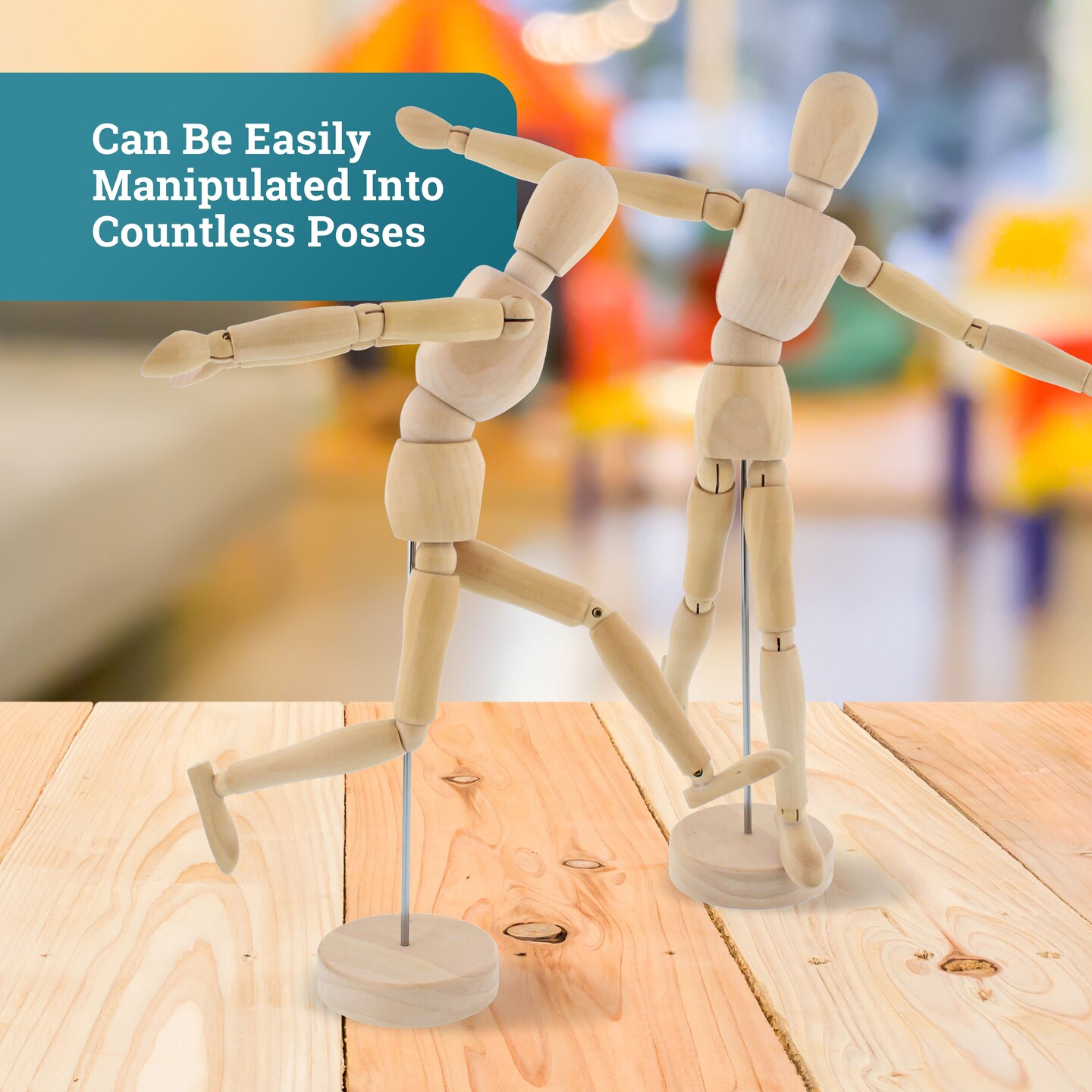 U.S. Art Supply 12" Wooden Male Manikin Posable Figure for Drawing (2 Pack) - Articulated Mannequin with Base and Flexible Body for Drawing The Human Figure