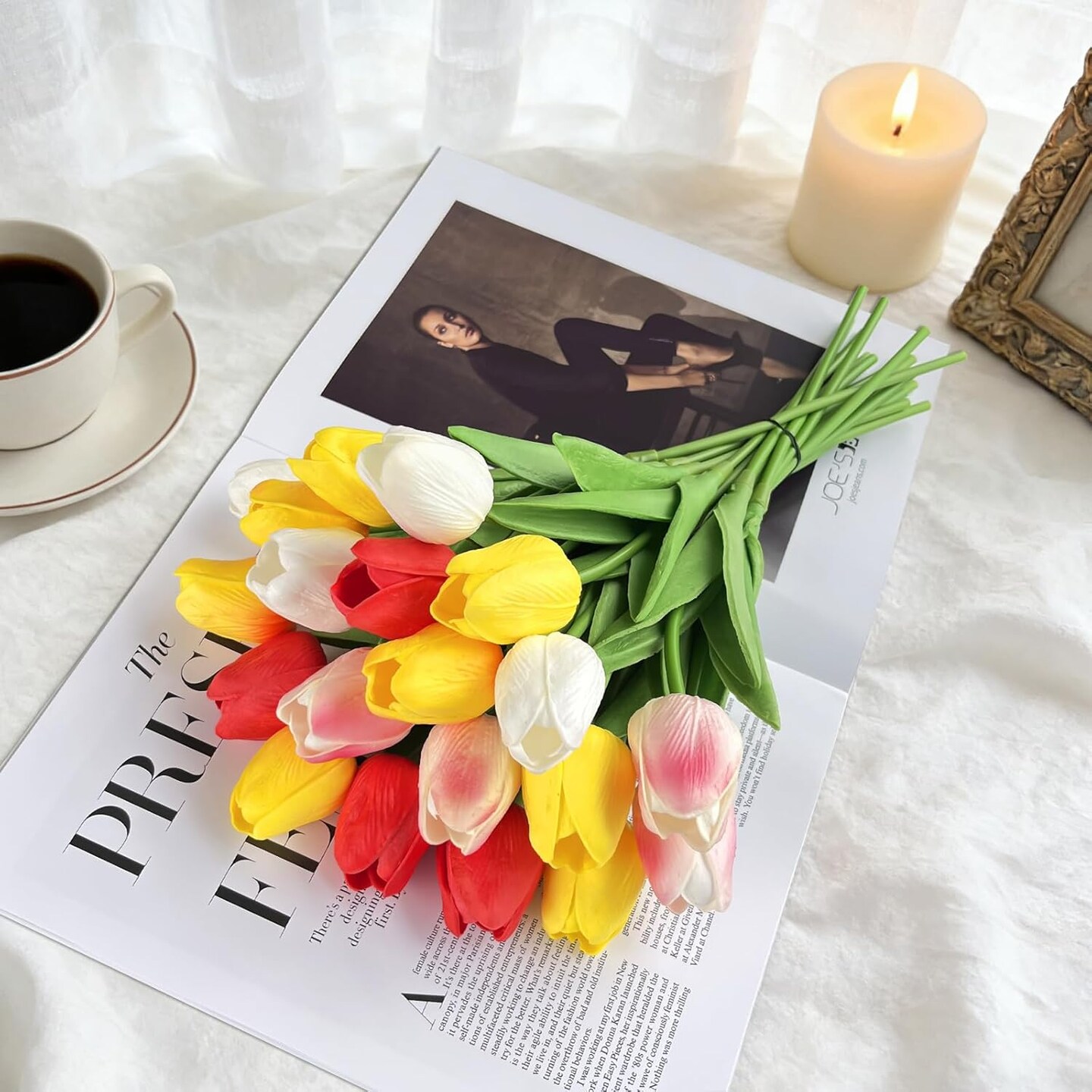 20 Pcs Multi-Color Real Touch Artificial Tulips – PU Faux Flowers for Wedding, Easter & Home Decorations