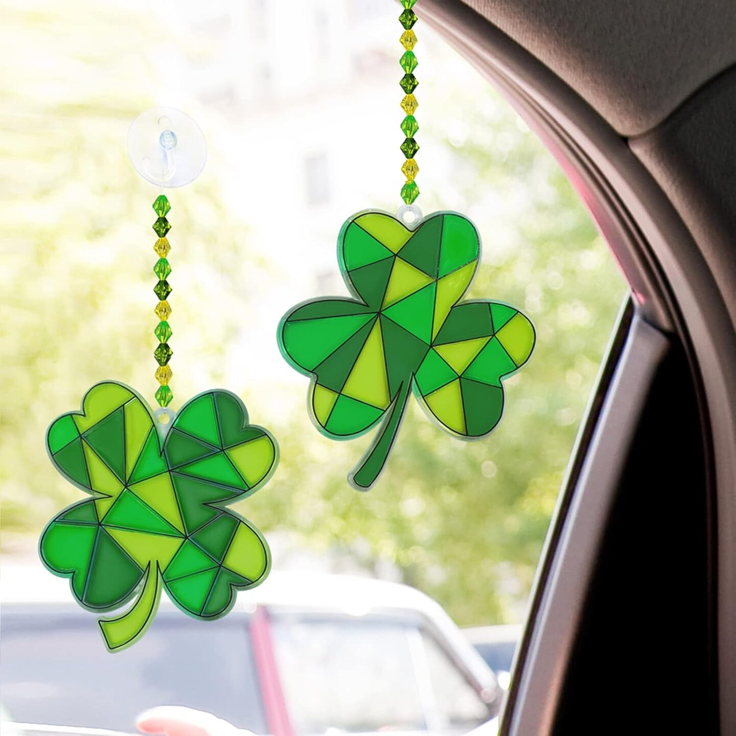 27-Piece St. Patrick’s Day Shamrock Suncatcher Craft Kit – DIY Window Paint Art, Lucky Four-Leaf Clover Ornaments for Kids, Classroom, and Party Decorations