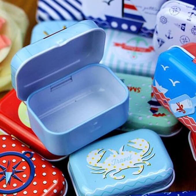 8Pcs Mini Flower Tin Trinket Jewelry Organizer Storage Box Decorative Boxes Small Metal Tins with Hinged Lids Portable Box Containers Small Storage Kit,Easter Basket Stuffers