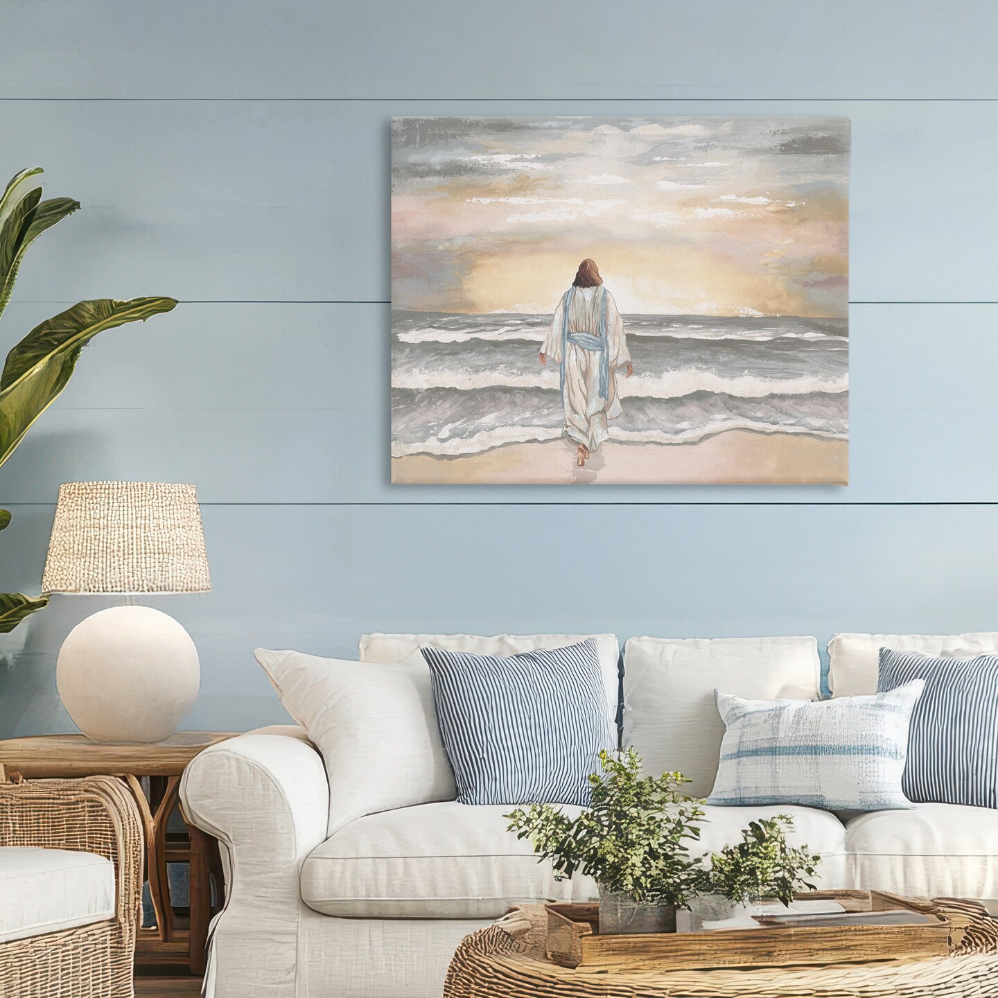 Stupell Industries Jesus Walks The Shore Canvas, design by Elizabeth Medley