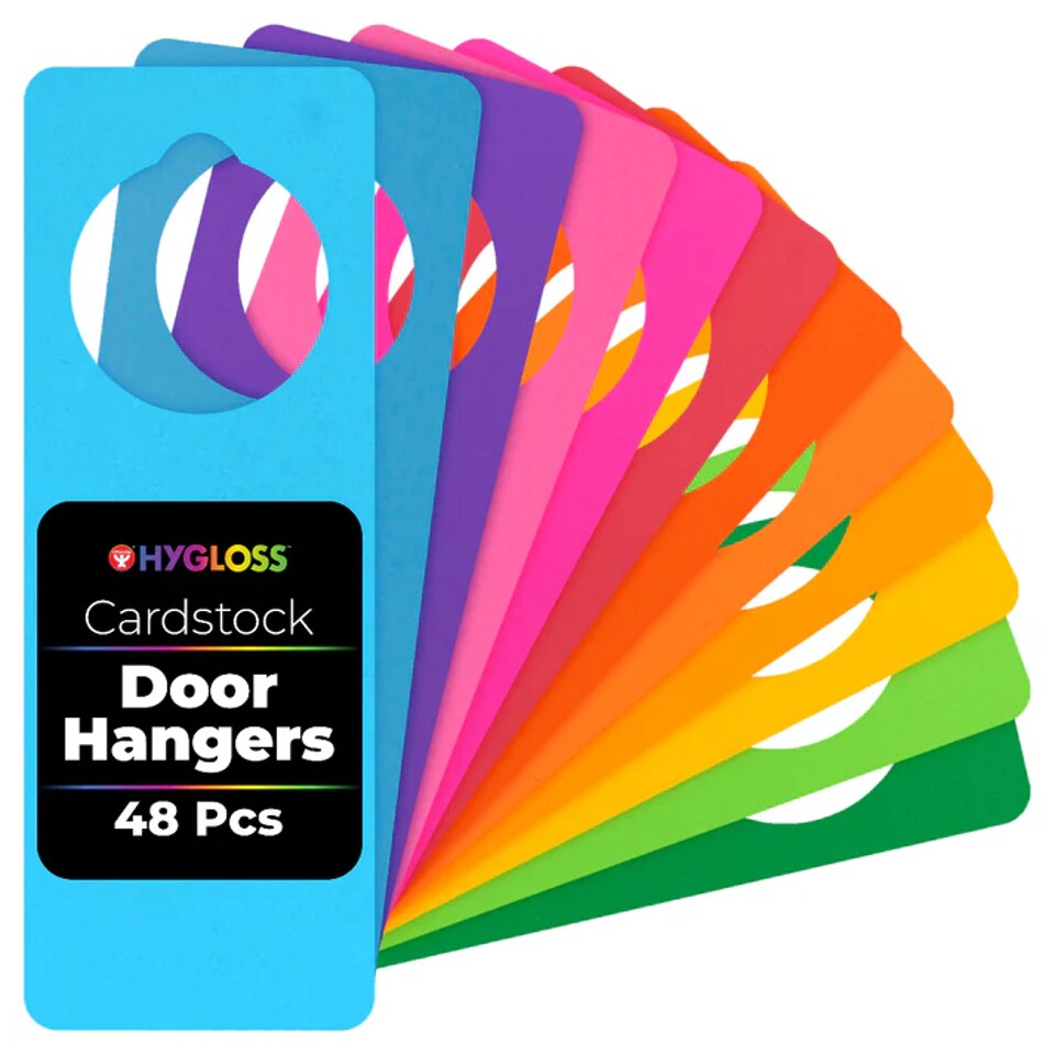 Bright Cardstock Door Hangers 48 Pack – Assorted Color Door Sign Blanks for DIY Crafts, Classroom Projects & Decorations
