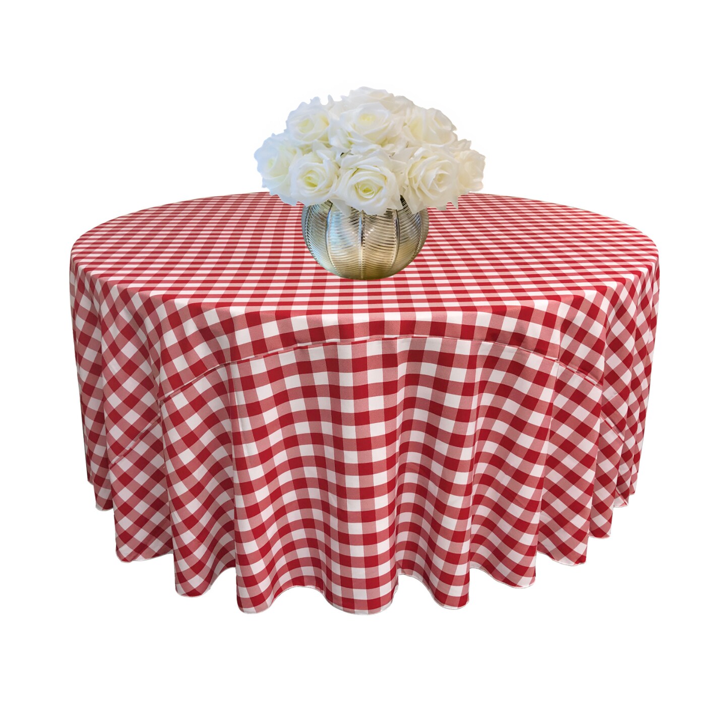 Gingham Checkered Round Tablecloth Spun Polyester Double Sided