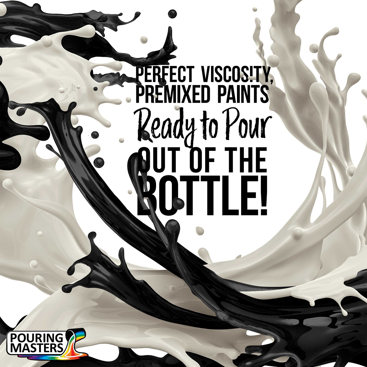 Pouring Masters Midnight Black Metallic Pearl Ready to Pour Acrylic Pouring Paint - Premium 8-Ounce Pre-Mixed Fluid Acrylic Paint - Fluid Art Supplies for Canvas, Wood, Paper, Tile & Rocks