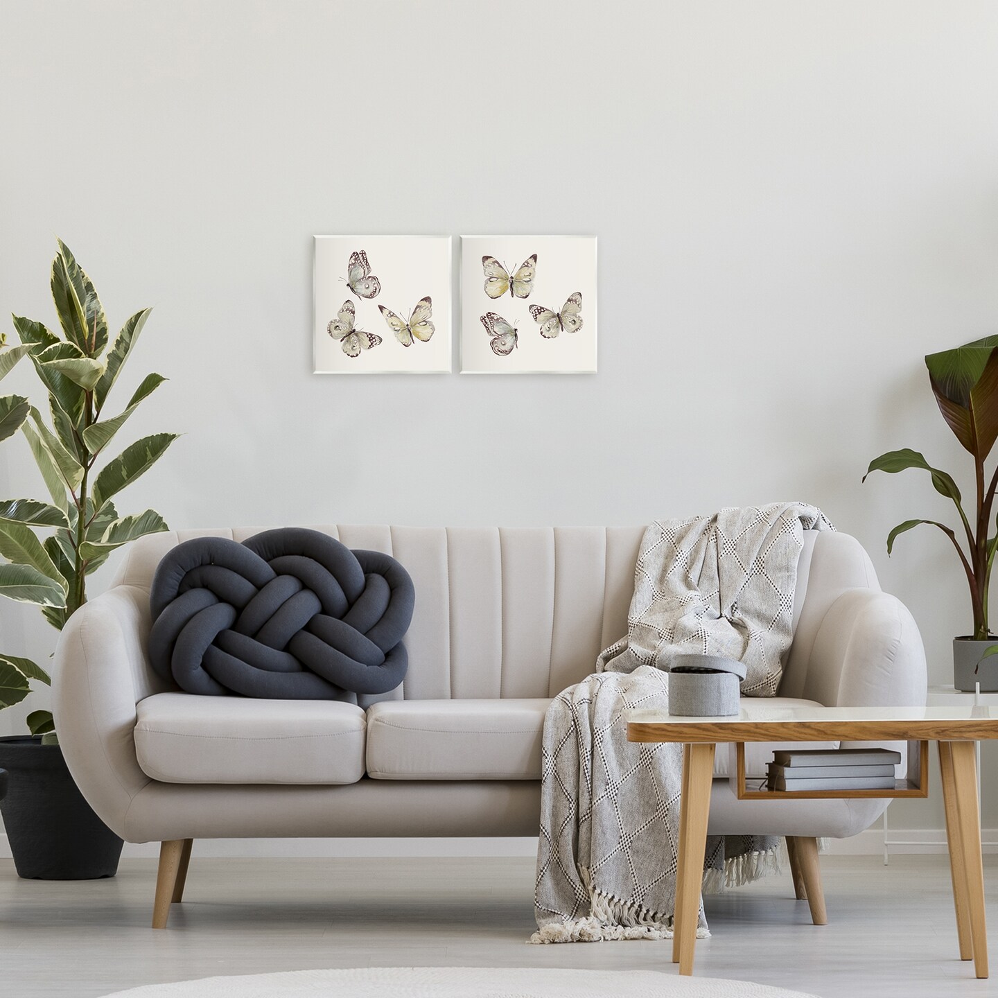 Stupell Industries Flight of Butterflies on Beige 2pc Wall Plaque Set, design by Patricia Pinto