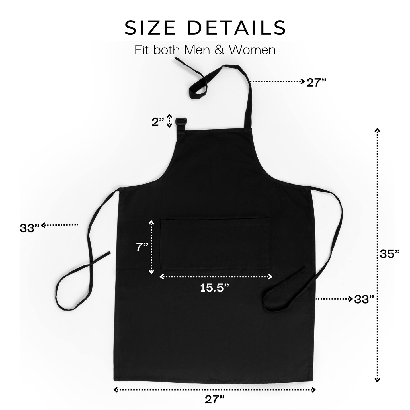 Black Apron Chef for Men and Women with Pockets Cotton Kitchen Cooking Full Aprons 35x27 Inches Pack of 5