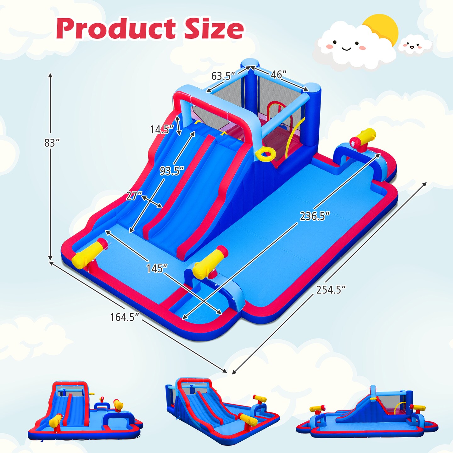 Giant Inflatable Water Slide Park Double Slides and 750W Blower Included