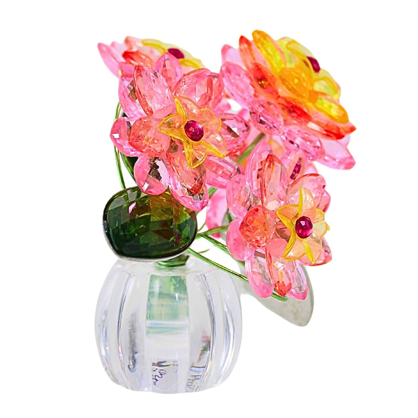 Crystal Expressions 3.5 Inch Dahlia Posy Pot Summer Figurine , Lightweight Summer Decor Nectar Floral Spring Summer