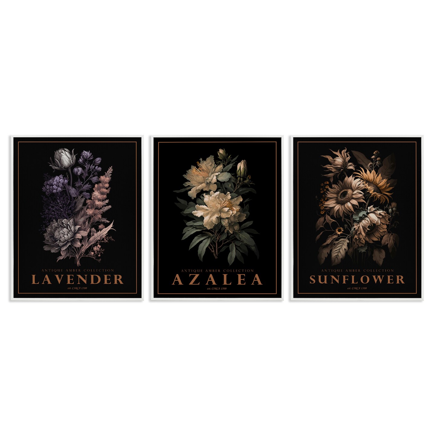Stupell Industries Antique Botanical Herb Bushels 3pc Framed Giclee Set, design by Christopher Giampietro
